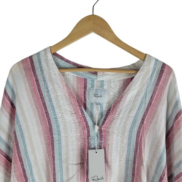 NEW Rails Thea Waist Tie Blouse Top Short Sleeve Tropical Size XXL - Picture 3 of 5